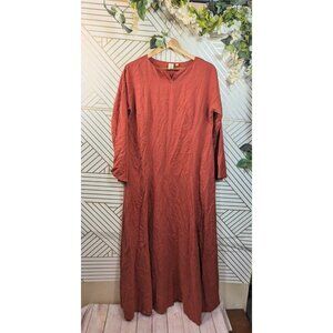 Uniqlo Hana Tajima Women's Lyocell Maxi Dress Long Sleeve Flowy Pockets Size L